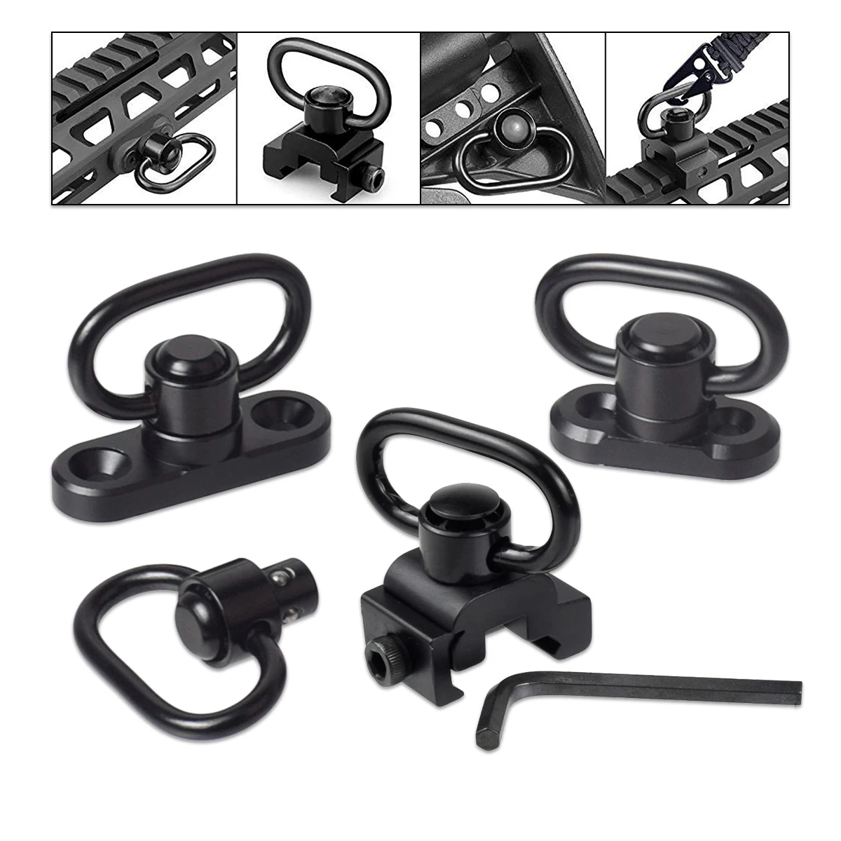 

Tactical Metal M-LOK QD Quick Release Sling Swivel Stud Button Mount Adapter 20mm Rail MLOK Strap Buckle Hunting Gun Accessories