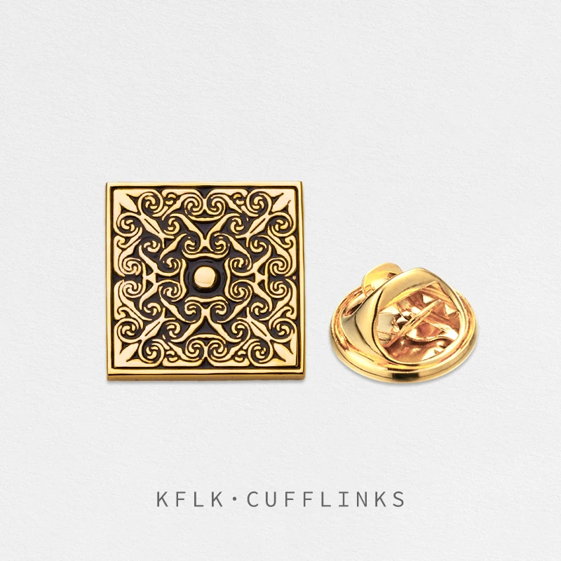 KFLK Fashion Square Retro Pattern Brooch Pins Exquisite Brand Brooches For Women Mens Costumes Badge Brooch Jewelry Wholesale