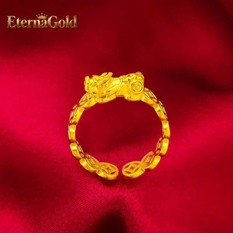 

EternaGold 24K gold ring AU999 full gold, agile Pixiu shape, adjustable opening, daily wear brings wealth and happiness to show