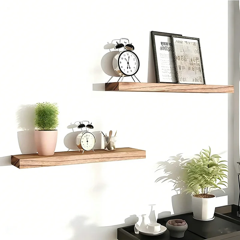 1pc Wooden Floating Shelf For Bedroom Living Room Kitchen Home Decor Wall Shelf Hanging Storage Organizer Rack