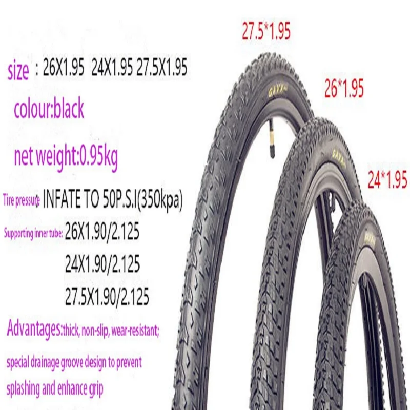 KEVLAR Anti Puncture Mountain Bike Tires, 26, 24, 27.5x1.95, 60TPI, Ultralight Tube, MTB Cycling Accessories, 2023