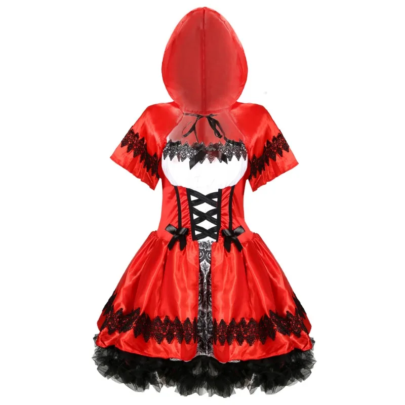 Disfraz de Caperucita Roja para adulto, disfraz de Halloween, mascarada, uniforme de Cosplay personalizado, disfraz de actuación en escenario