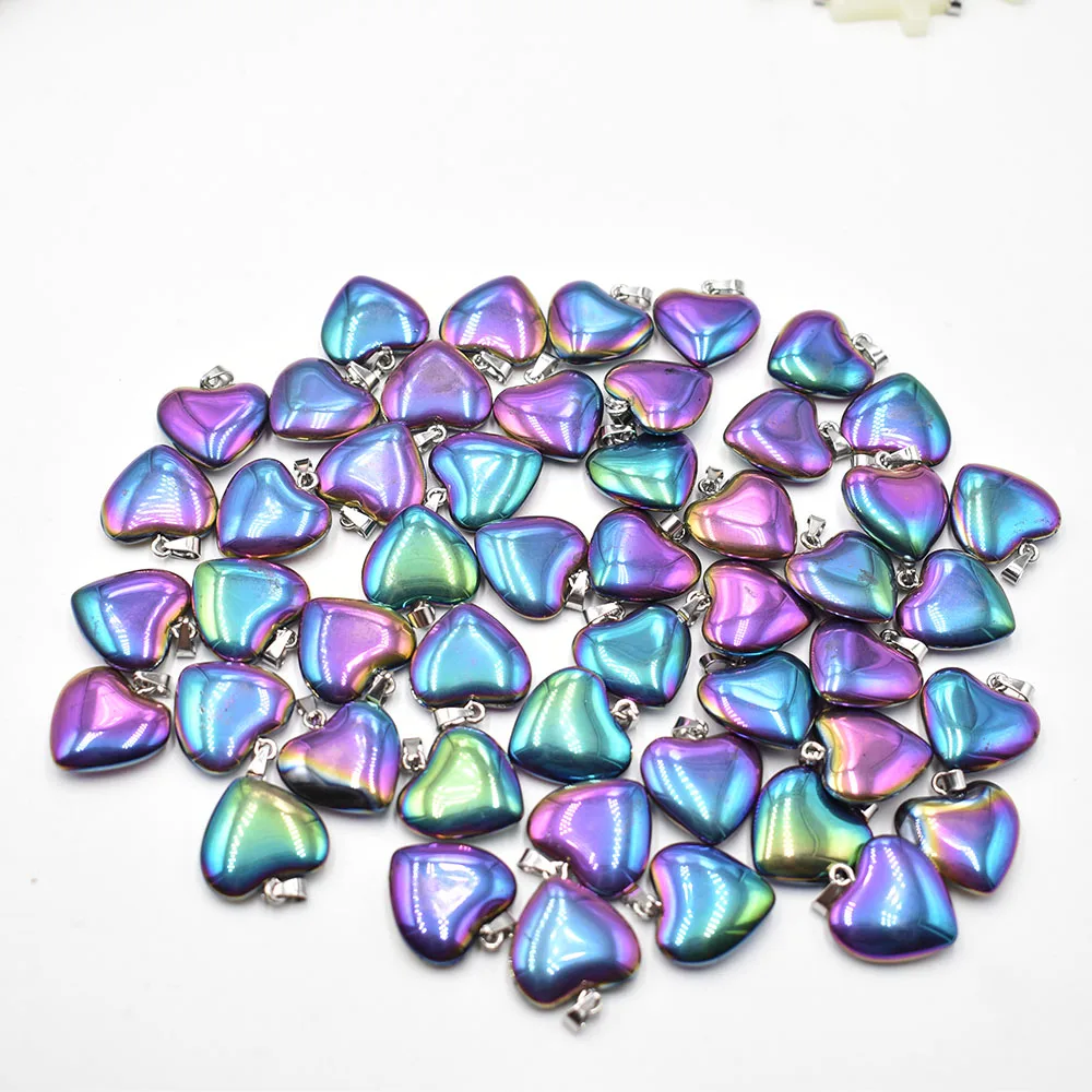 Herzförmige Steinanhänger 20mm Großhandel Charms Naturstein Bunt Für DIY Schmuckherstellung Damengeschenk Kostenloser Versand – Detail 1