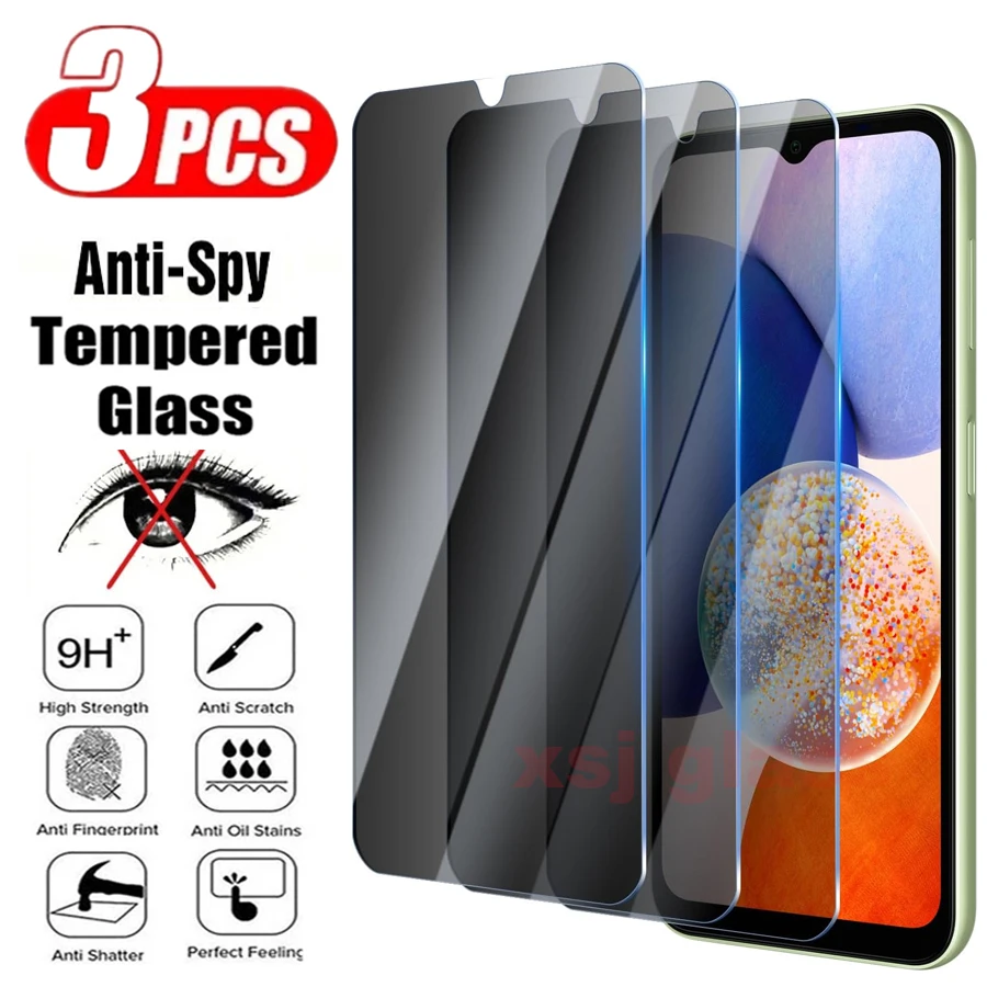 

9H Anti-Spy Tempered Glass Film For Samsung Galaxy A14 A24 A34 5G 3Pcs Privacy Screen Protector