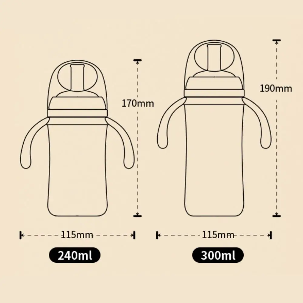대용량 빨대 컵 PP 소재, 5cm 와이드 넥 간호 병, 콜릭 방지 BPA 프리 우유 병, 아기, 어린이, 240ml, 300ml