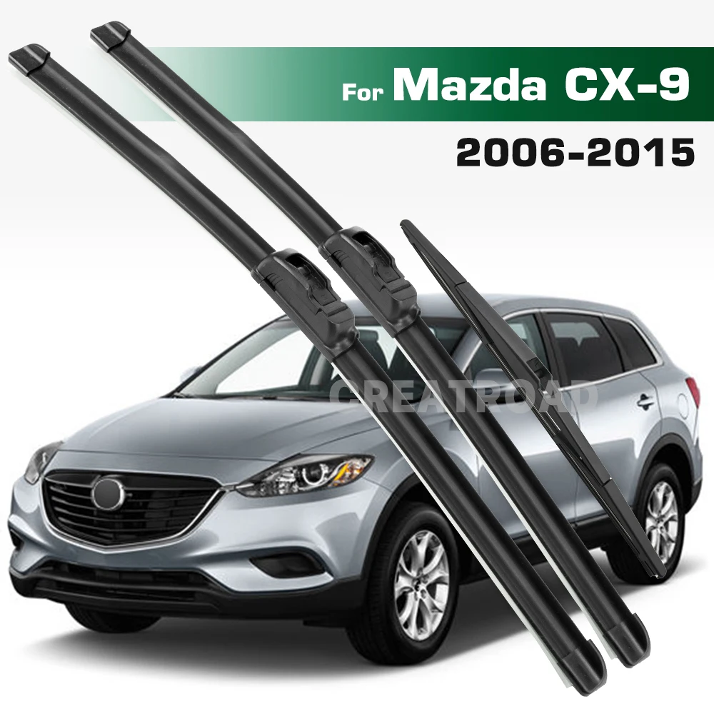 

GREATROAD Wiper For Mazda CX9 MK1 2006-2015 Wiper Front & Rear Wiper Blades Windshield Windscreen Window Brushes 26"+16"+14"