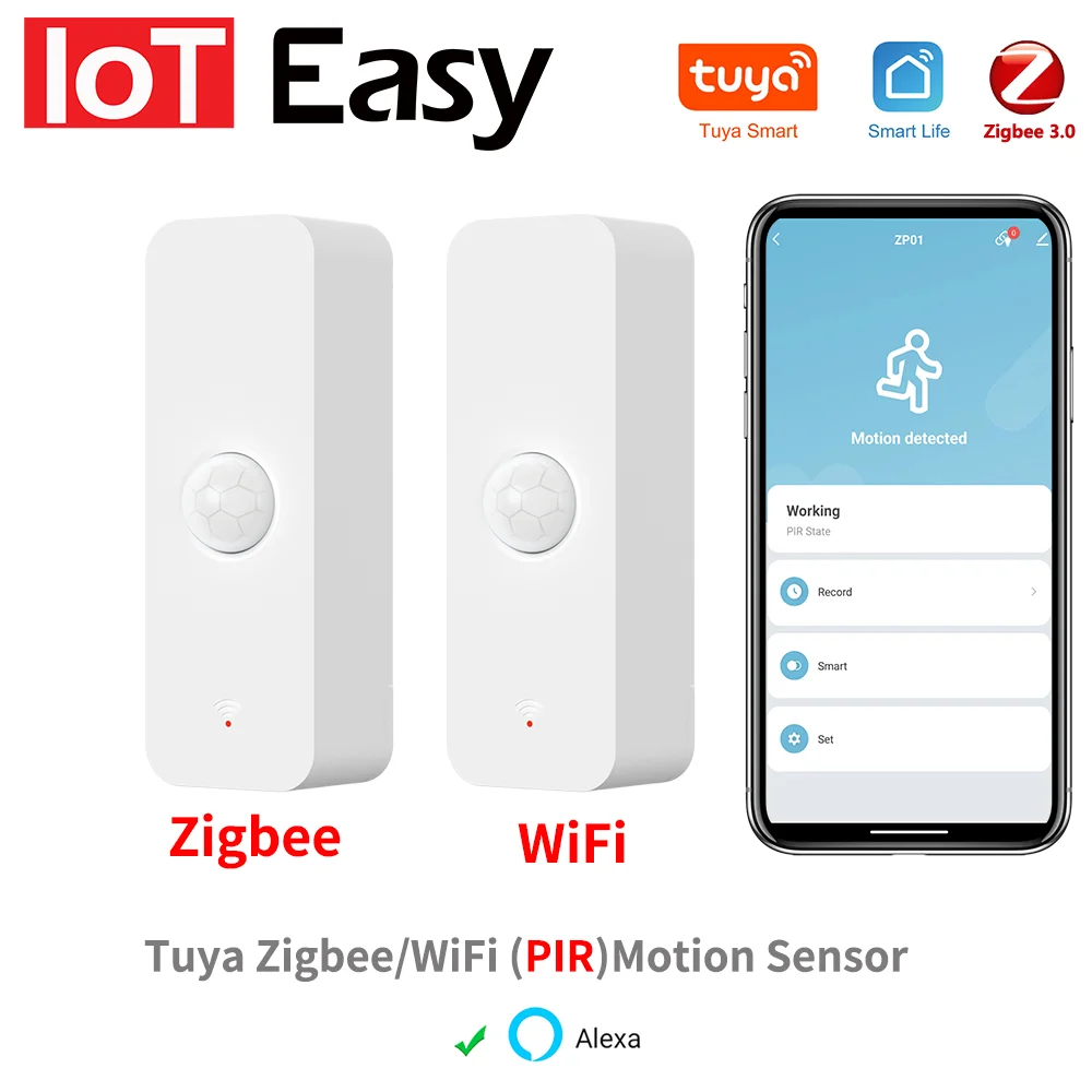 2PCS PIR Motion Sensor Smart Home Human Body Infrared Detector Security Smart Life Works With Alexa Google Home Tuya WiFi Zigbee