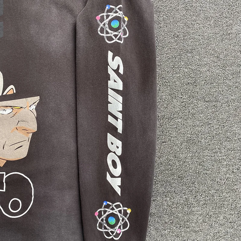 الكرتون أنيمي الطباعة أفضل جودة تي شيرت خمر فضفاض عادية سانت كم طويل تي شيرت الرجال امرأة شارع العليا خمر #5