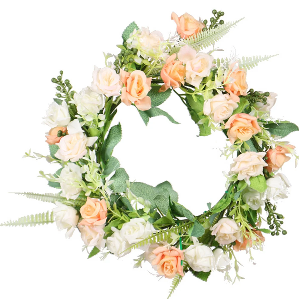 

30Cm Simulation Rose Hanging Garland Wall Door Decoration Wedding Home Ornament Iron Ring Artificial Flower Wreath For