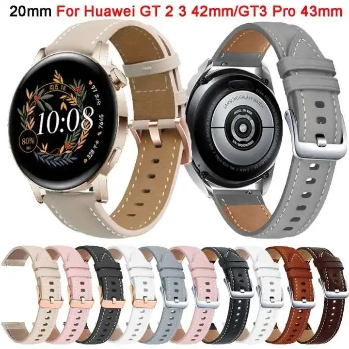 20mm Strap For Huawei Watch GT3 GT 3 42mm Leather Band for Honor Magic 2/ESGT2 42mm Watchband for Huawei GT 3 Pro 43mm Correa