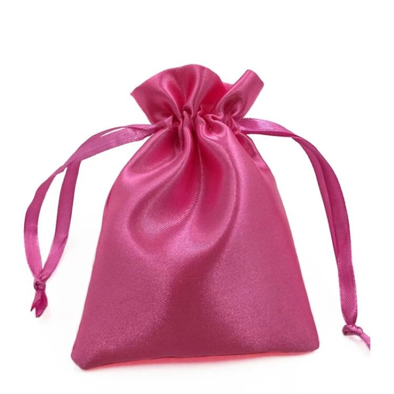 

10*14cm Satin Drawstring Small Jewelry Bags Wholesale Custom Wig Pouch For Hair Storage And Packaging