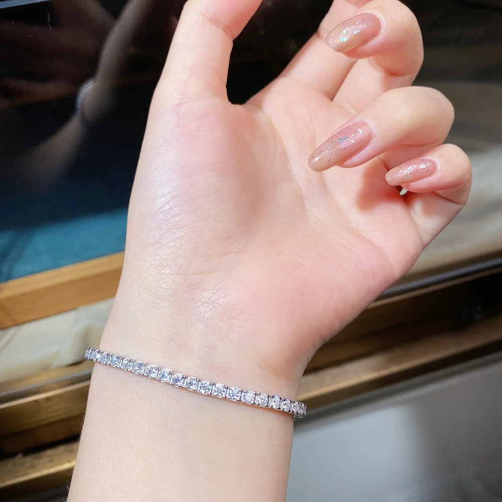 Luxury D Color VVS1 Moissanite Tennis Bracelet GRA Certified Pass Diamond Tester Hidden Clasp 3/4/5MM Solid PT950 Platinum Sparkling Unisex Fine Jewelry For Men Women