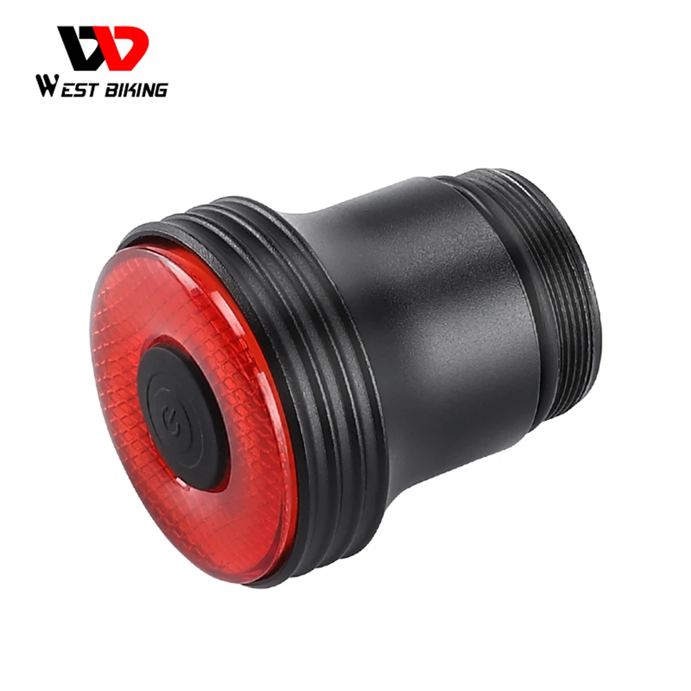 WEST BIKING Bicycle Smart Brake Rear Light LED 400mAh Warning Taillight Aluminum Alloy Type-C USB Rechargable Cycling Equipment