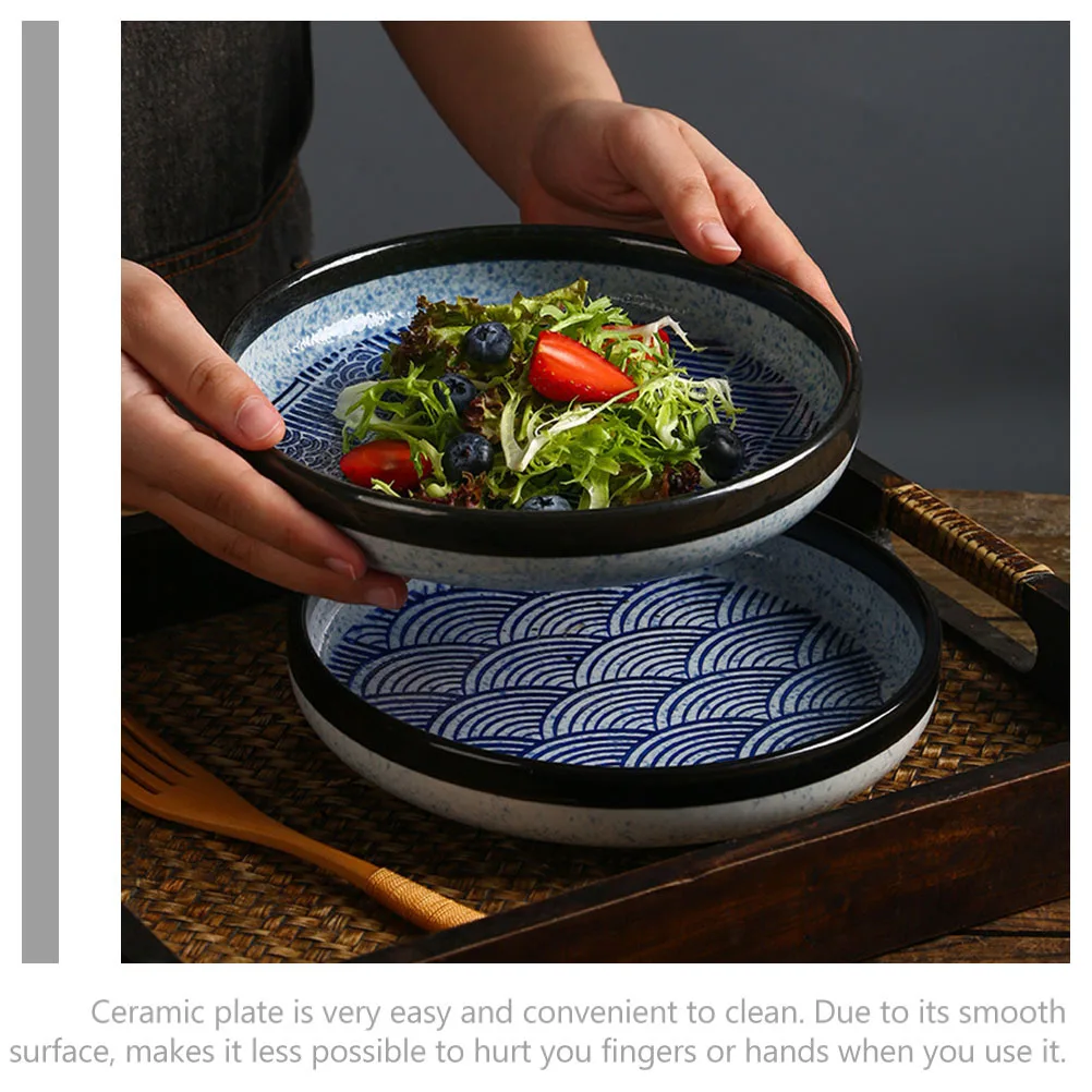 

Ceramic Food Plate Sea Wave Style Multipurpose Dinner Serving Platter Kitchen Home Party Buffet Tray