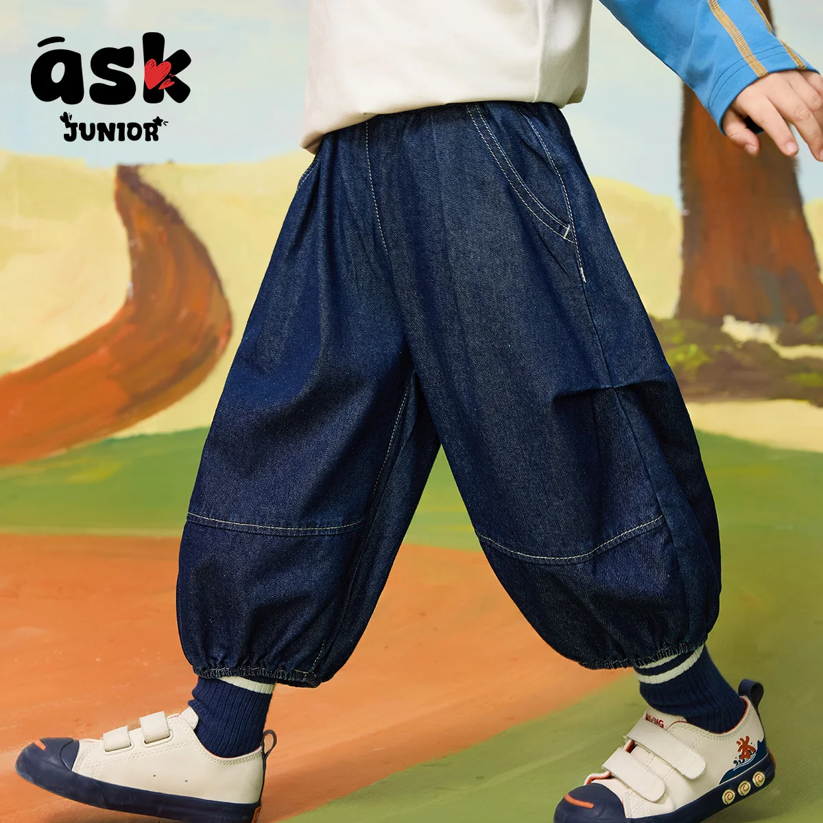 سروال جينز ربيعي مغسول للأطفال من سبع نقاط للرياضة والترفيه للأطفال #2