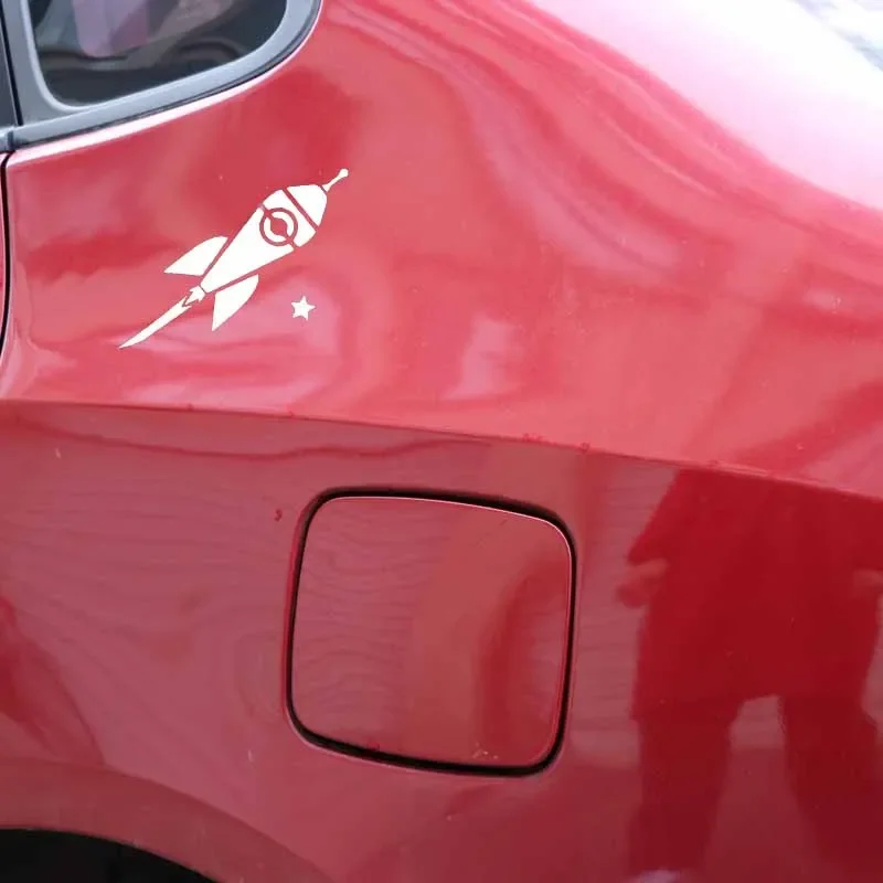 Cute Rocket Decals In The Universe High Quality Car Window Decoration Personalized Pvc Waterproof Decals Black/white, 15cm*15cm 3