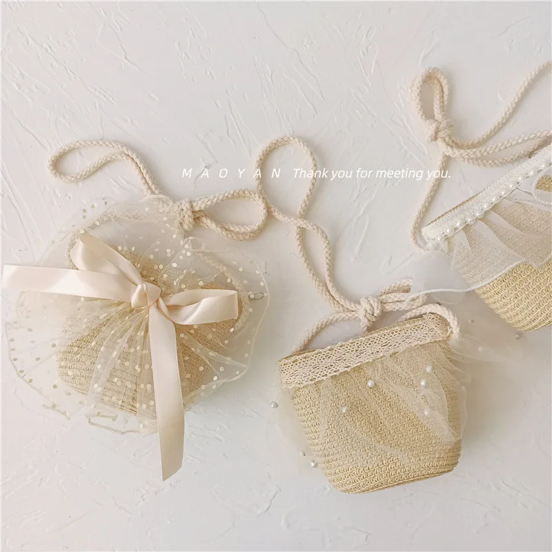 Sweet Mesh Pearl Mini Woven Bag Compact Exquisite Fashion Crossbody Bag Versatile Texture Women's Small Square Bag Coin Purse