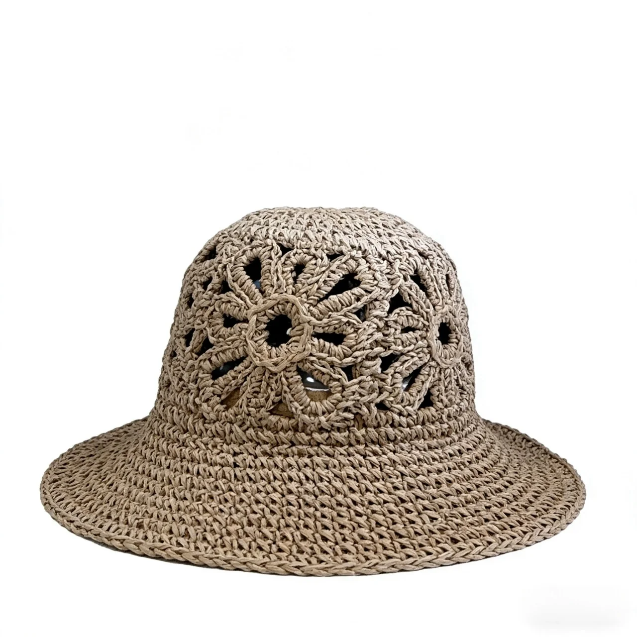 Women's Hand-Woven Floral Openwork Straw Hat—Summer Sun Hat for Outings To The Beach
