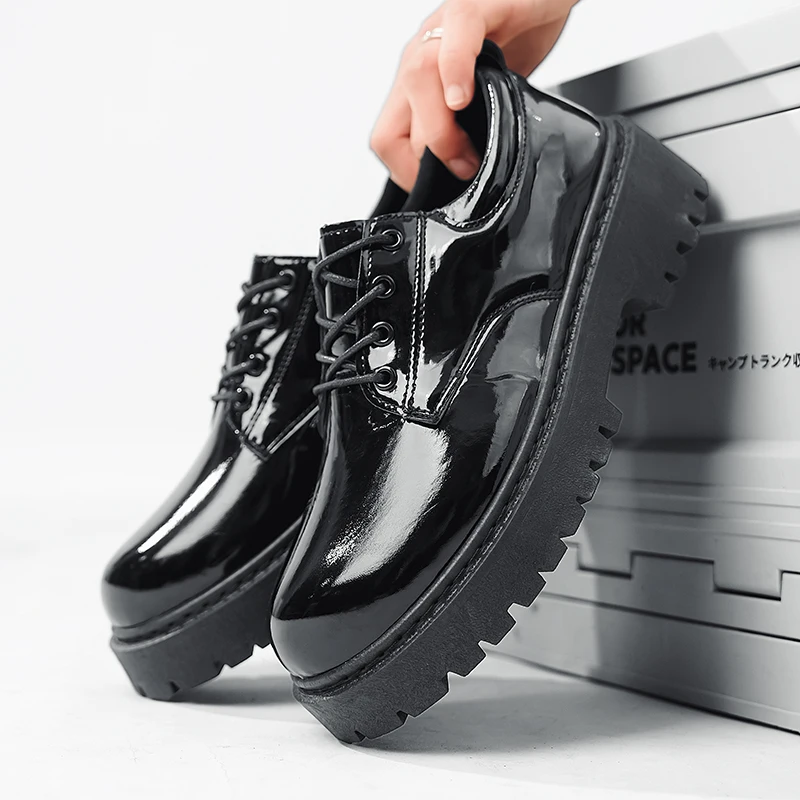 

Мужская обувь Deeby, весна-лето 2023, новый стиль, туфли с широким носком, модные кожаные туфли с высоким берцем и круглым носком на толстой подошве