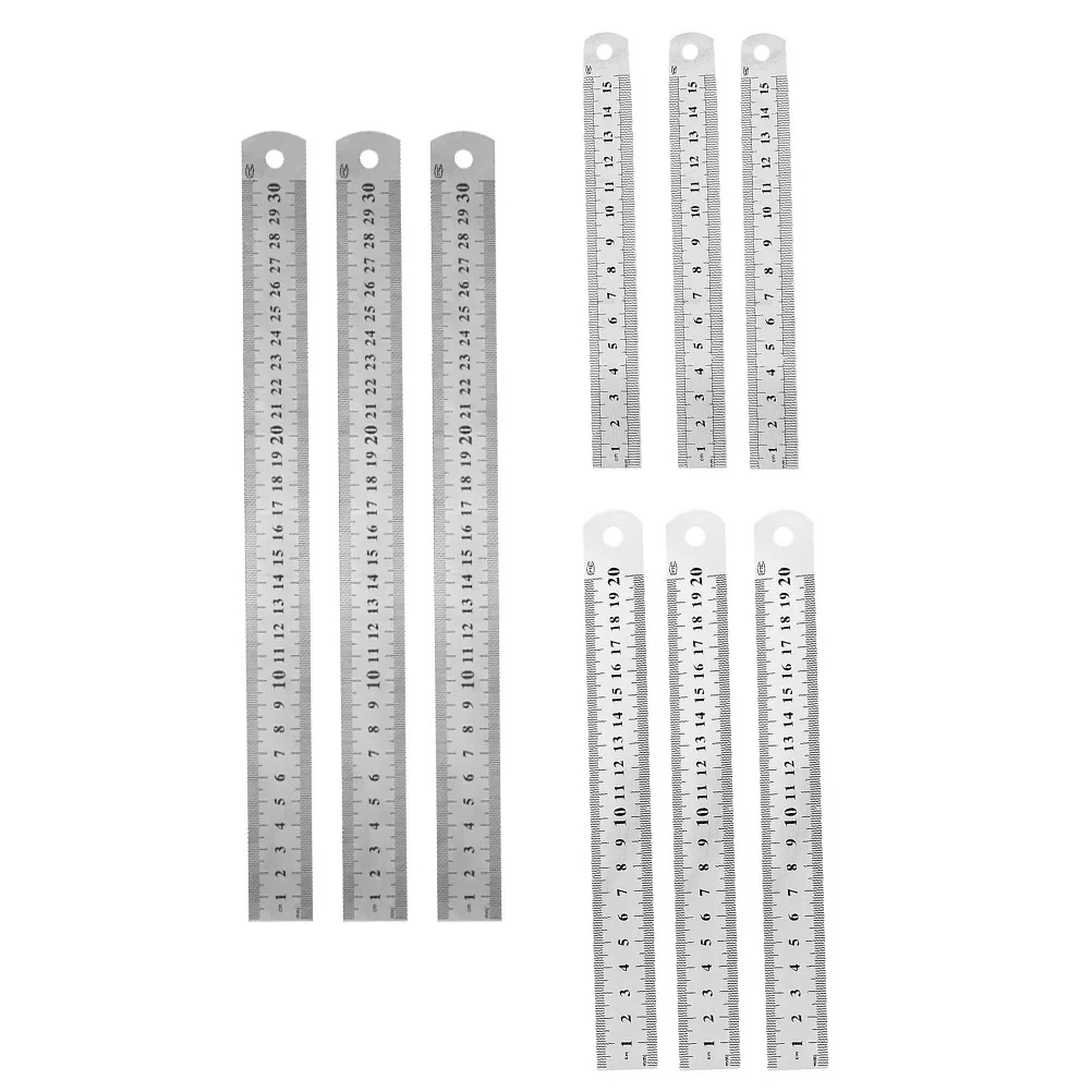 

9pcs Stainless Steel Rulers 15/20/30Cm Straight Measuring Ruler For Office School Drawing Metric Tool Metal Edge Students