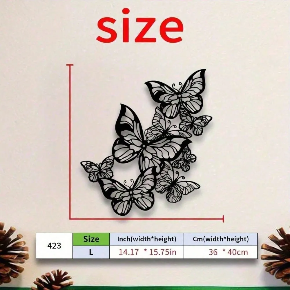 MoonAura – décoration murale en métal en forme de papillon, décoration en feuille de fer noire et blanche de 15,75 pouces, décoration de maison antirouille, cadeau
