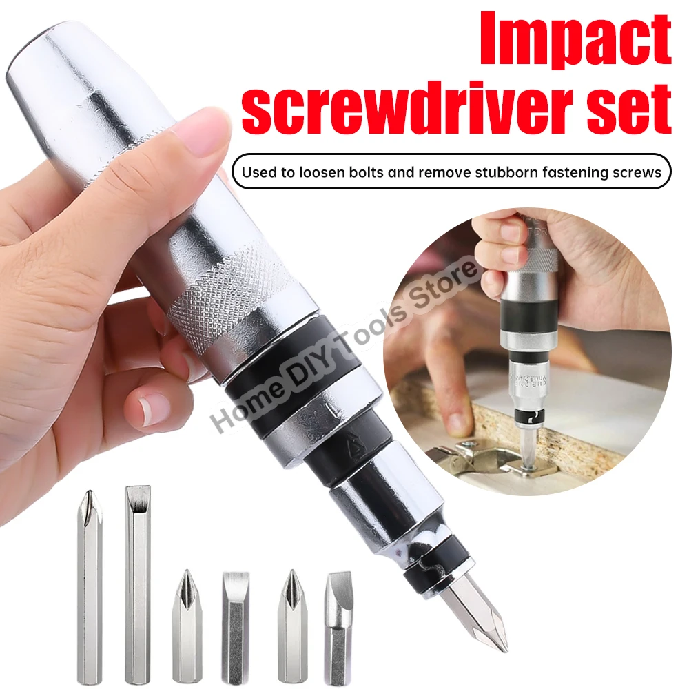 Impact Screwdriver Set Heavy Duty Shock Screw Driver Chisel Bits Tools Kit Flat Screw Extractor Remover