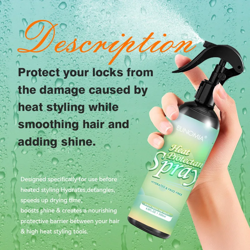 

200ml Heat Thermal Protection Spray Instantly Reduces Frizz for Hair Heat Protector Moisturizing Durable Protect Hair for Women