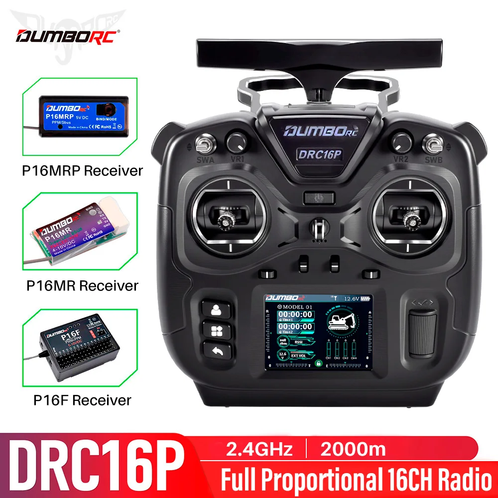 DUMBORC RC Transmitter DRC16P 16CH Coach Mode for RC Plane Car Boat Tank Toys