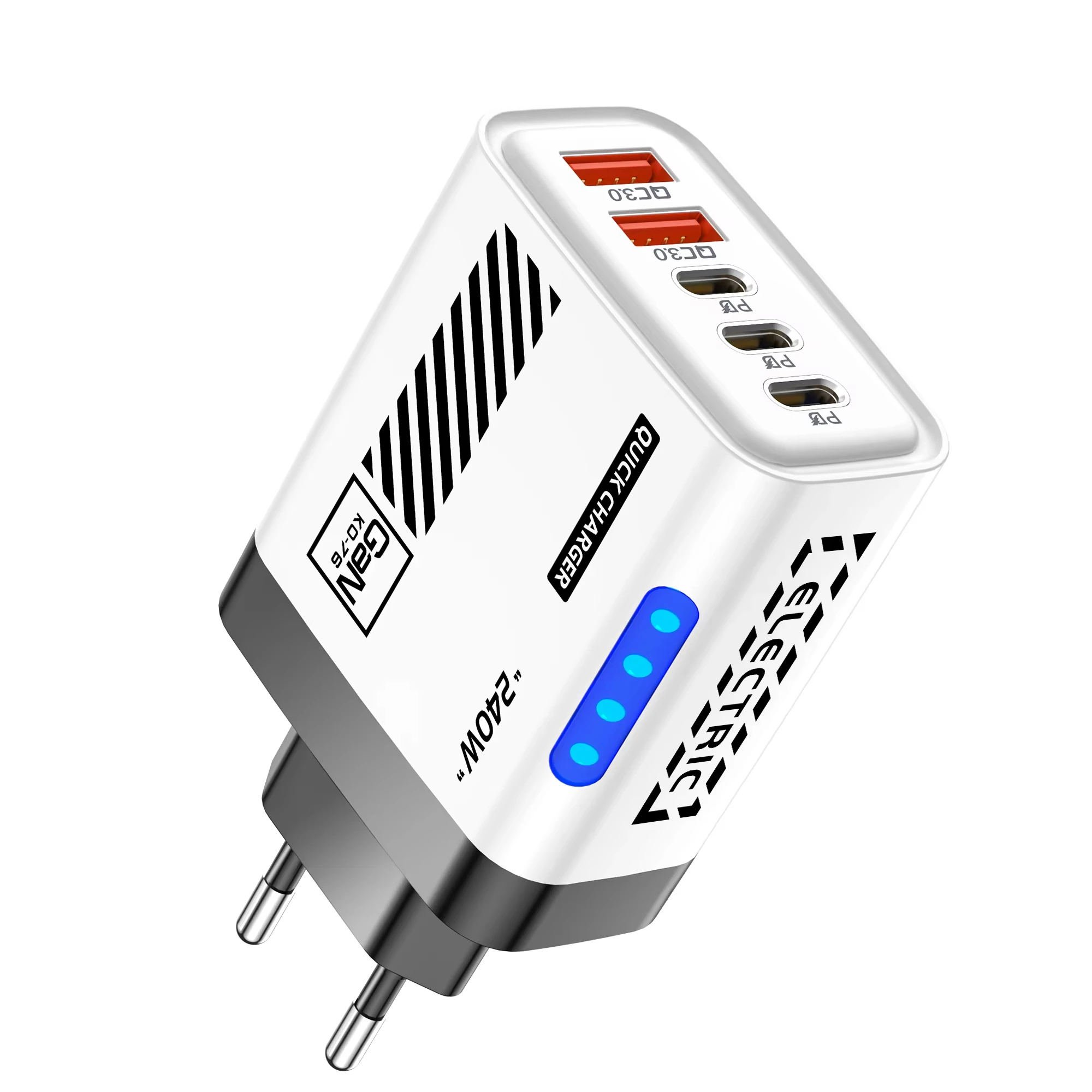 5-Port-GaN-USB-C-Ladegerät 240W PD Schnellladegerät Telefonadapter Wandladegerät für iPhone Samsung Xiaomi Huawei Schnellladestecker