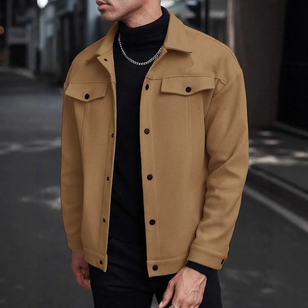 Autumn Fashion Simple Solid Color Casual Shirt Jacket