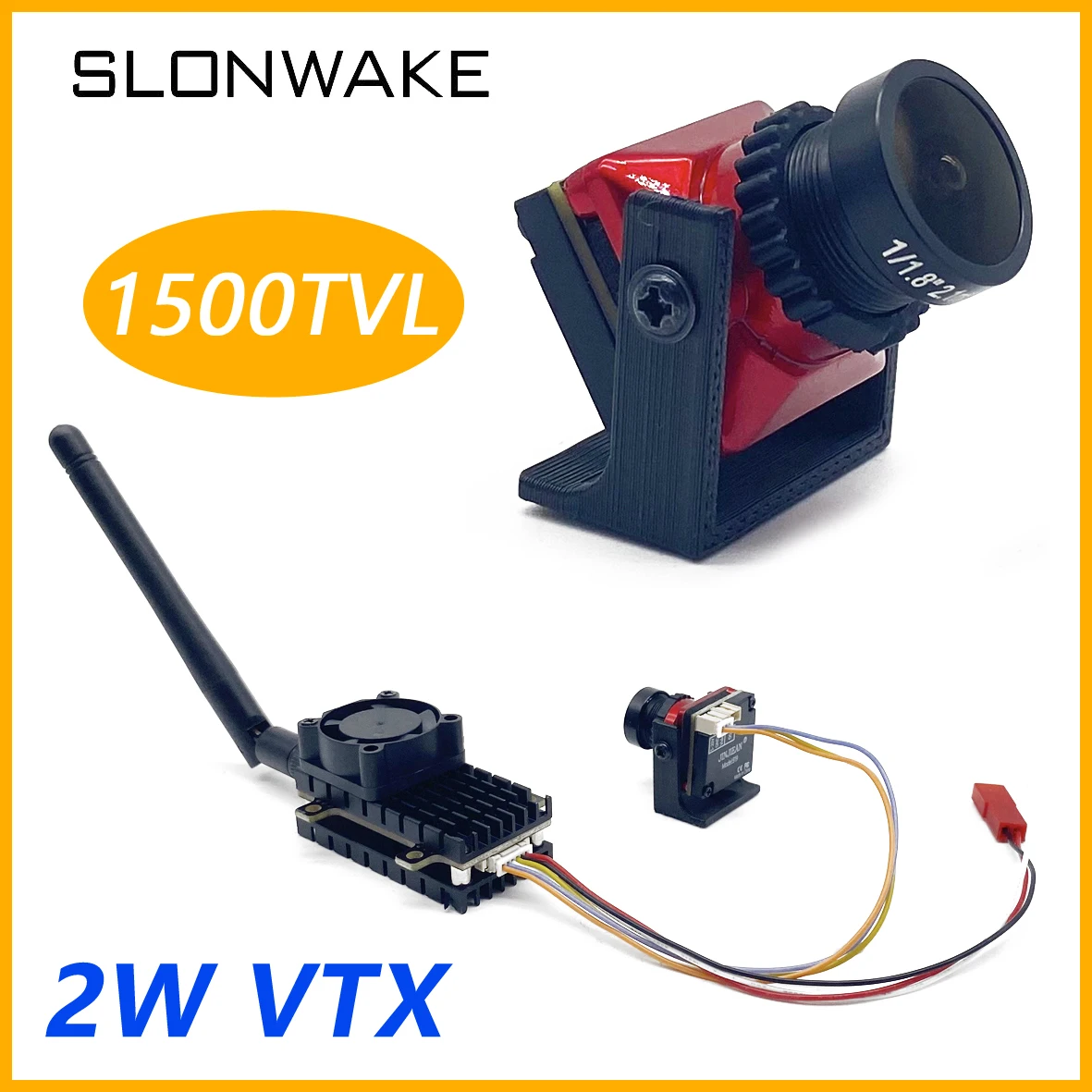 Transmisor Inalámbrico FPV de más de 20km, 5,8G, 2000mW, CMOS con VTX 1500TVL, cámara B19, micrófono incorporado, uso para piezas de cuadricóptero RC