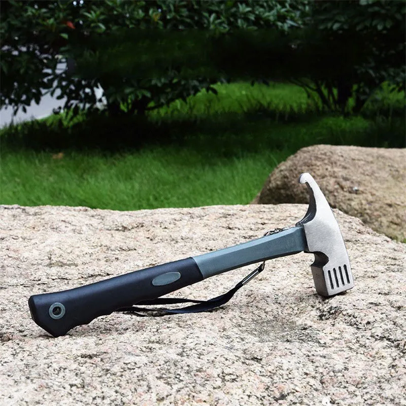 

Outdoor Camping Tent Nail Hammer Cast Iron Hammer Nail Extractor Safety Hammer Camping Equipment