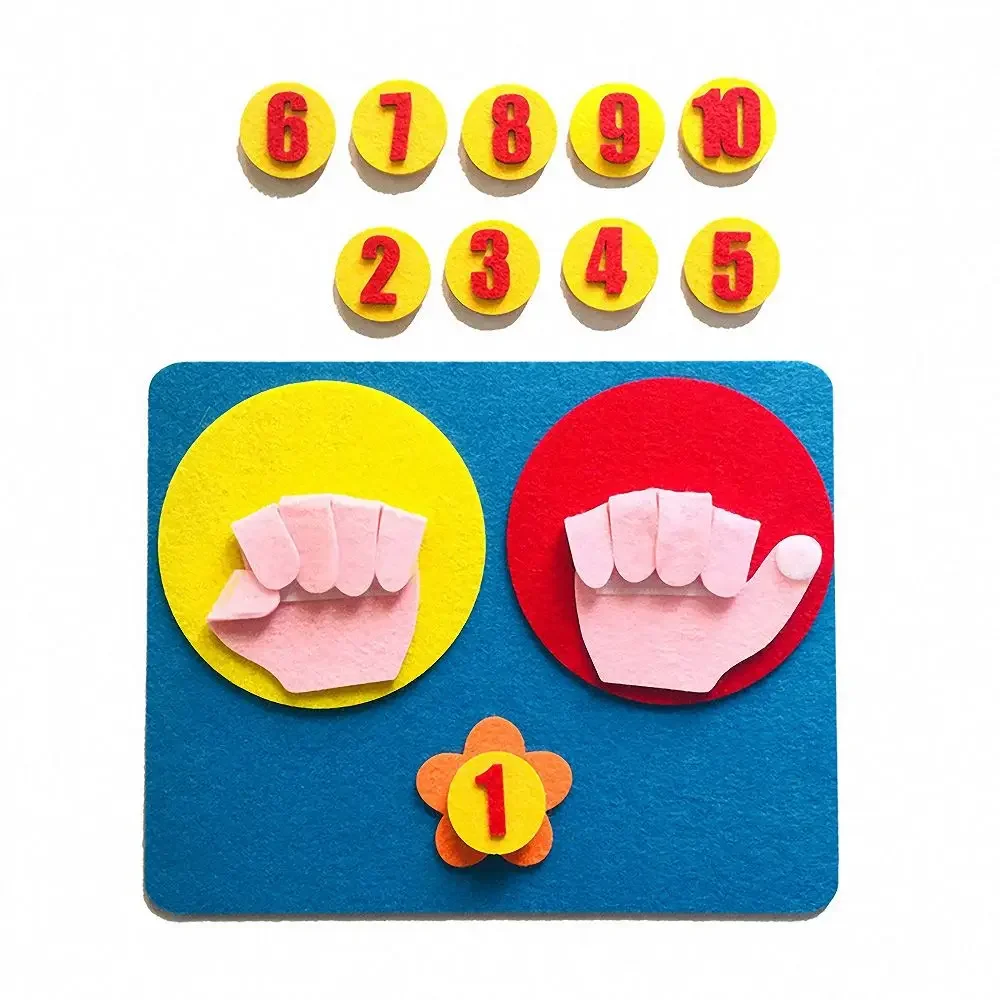 Learning Counting Digital Kindergarten Gift Handmade Felt Finger Numbers Toy Set Children Early Teaching Aids DIY Nonwoven Big