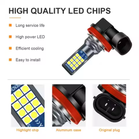 2PCS H8 H11 H16JP 6000K White LED Lamp Fog Lights Bulbs For VW Volkswagen Golf 7 MK7 VII 2015- 2018 LED Bulb 12V 24V 6000K White