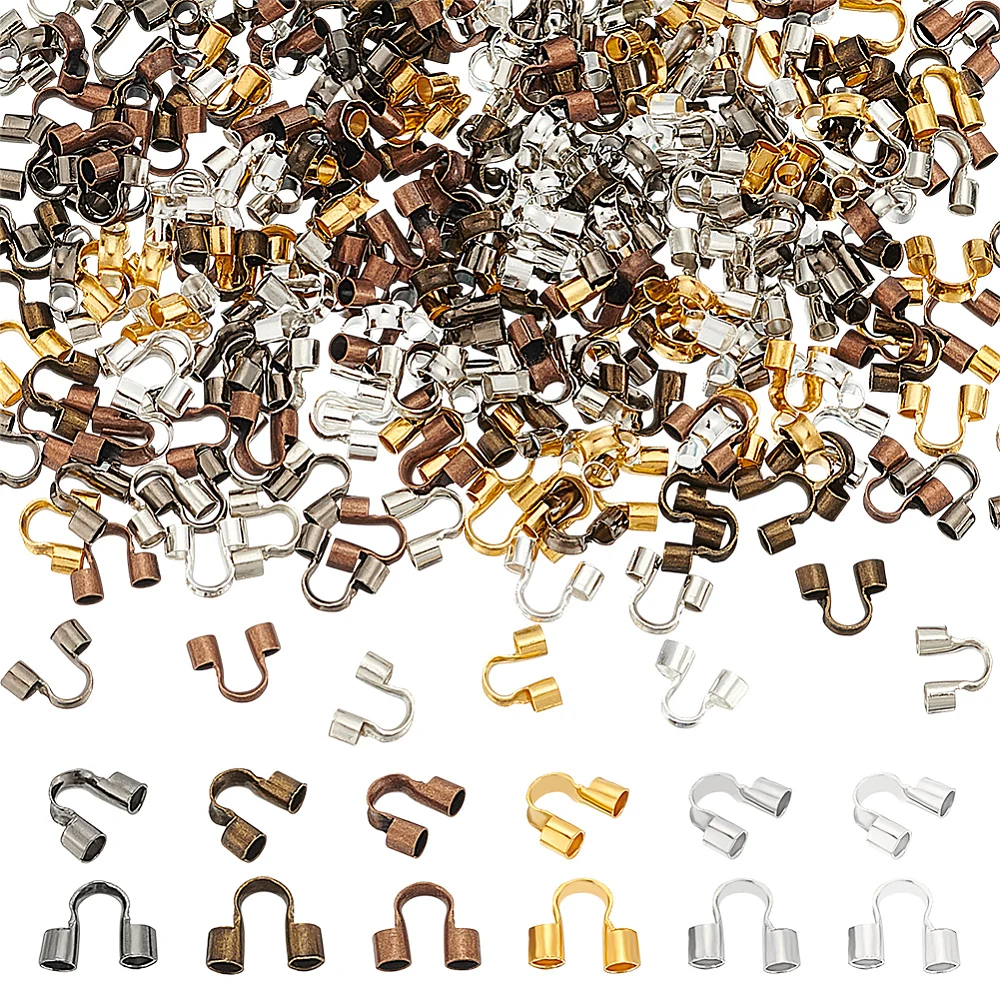 240Pcs 6 Styles Brass Wire Guard 5mm Long U Shape Jewelry Wire Protectors Loops Guardians Guardians Wire Protectors