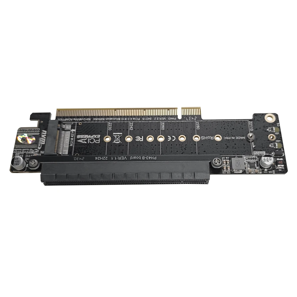 

PCIe X16 To X8+X4+X4 M.2 PCIE Adapter M.2 NVMEx2 Input Ports Adapter Card Expansion Card Support 2280/2260/2242/2230 SSD