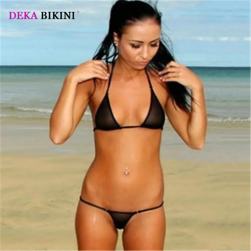 DEKA Women\'s Mini Micro Transparent Triangle Bikini Set Exotic Swimwear Bathingsuit G-string Thong Lingerie Underwear Nightwear