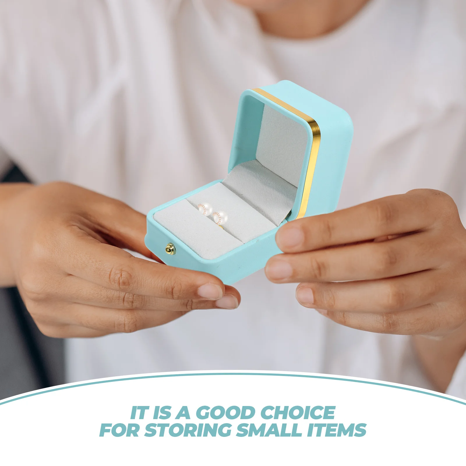 

Engagement Ring Box Wedding Ceremony Jewelry Storage Small Travel Organizer Proposal Gift Packaging For Bride Lovers