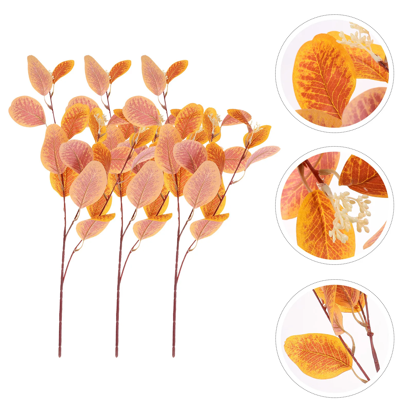 

3Pcs Artificial Eucalyptus Leaves Realistic Faux Plants Decorative Foliage Bouquet Plastic Fake Leaves for Home Garden Vase