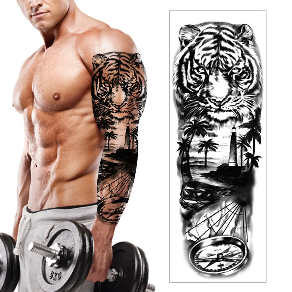 Large Arm Sleeve Tattoo Japanese Dragon Prajna Waterproof Temporary Tatto Sticker Mechanical Body Art Full Fake Tatoo Women Men