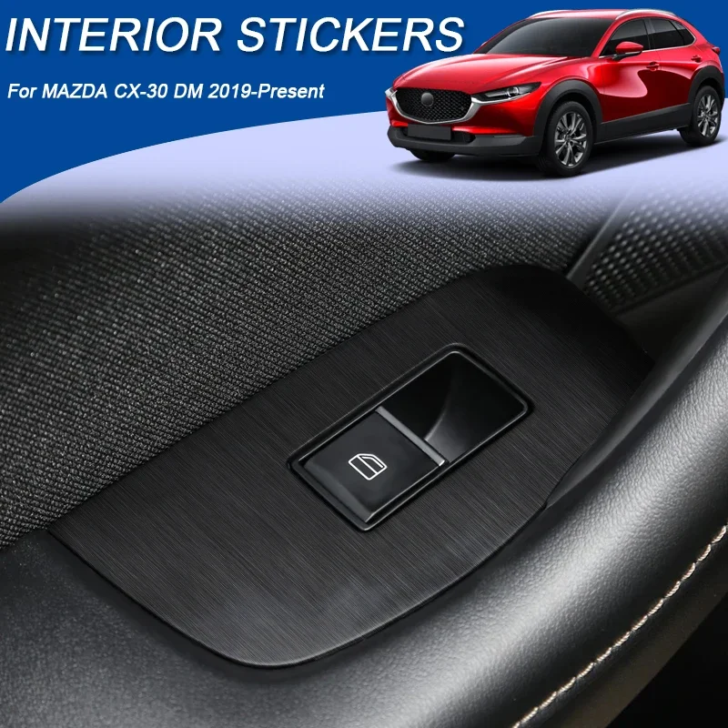 

Автомобильная карбоновая внутренняя наклейка, подъемная панель окна, наклейка для MAZDA CX-30 DM 2019-настоящее время, LHD шестерня, дверная защитная пленка, аксессуар