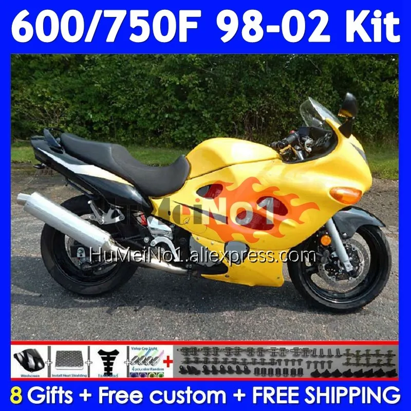 Hot yellow Kit For SUZUKI KATANA GSXF 750 600 GSXF750 114No.105 GSXF600 98 99 00 01 02 GSX750F 1998 1999 2000 2001 2002 Fairing