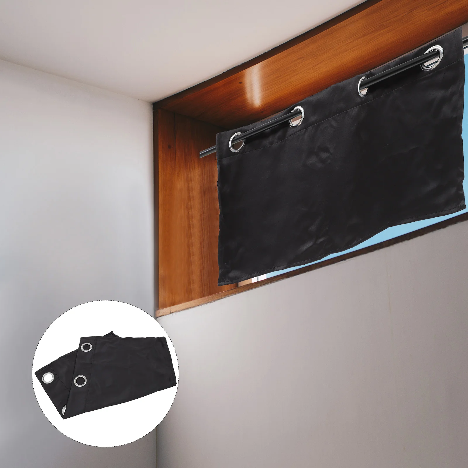 

Pure Color Sun Proof Shade Screen Purdah Short Curtain Valance for Kitchen Balcony Home 74x46cm (Black)
