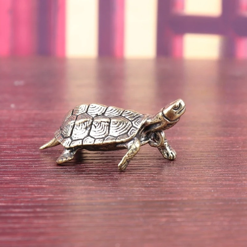 1 PC Brass Turtle Handpiece Longevity Turtle Vintage Ornament Wealth All Over The World Home Decoration Desk Tea Pet Small Decor
