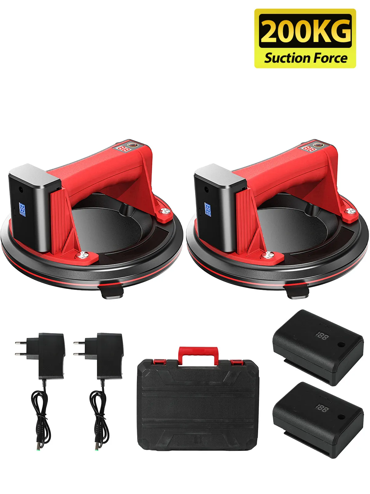 200 kg draagvermogen 8 inch elektrische vacuümzuignapheffer Zware draagbare glasheffer voor het verplaatsen van grote graniettegel - afbeelding 2