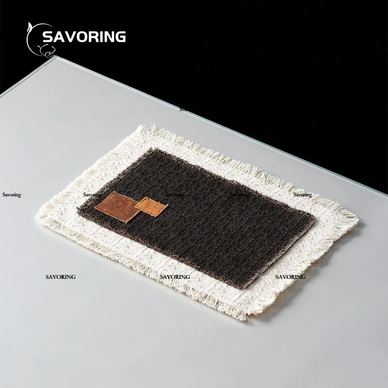 Vintage Tea Mat Double-Layer Cotton-Linen Coasters Zen Tea Tool Tea Towel Coaster Japanese Ceremony Brocade Placemat Supplies