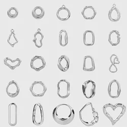 100% Stainless Steel Heart Charms For Jewelry Making Bracelets Earrings Accessories 6pcs/Lot Silver Color Irregular Pendant Bulk
