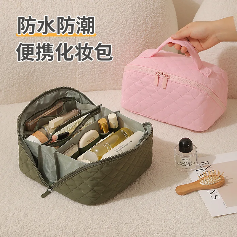 New textured storage bag women's Korean version casual portable storage bag large capacity fashion diamond cosmetic bag