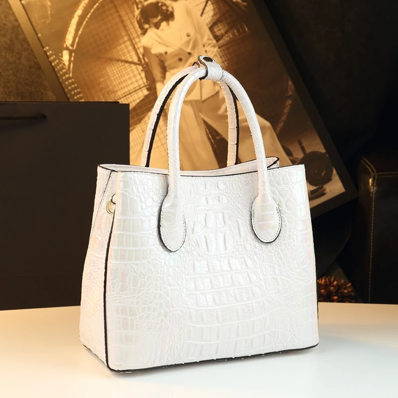 

Новинка 2025 года, универсальная сумка через плечо из натуральной кожи с крокодиловым узором, большая вместительная женская сумка