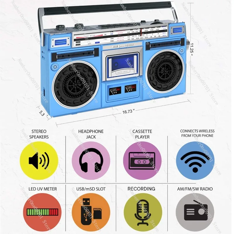 For Cross-border Nostalgic Tape Recorder Player Multi-band Radio Stereo Retro Binaural